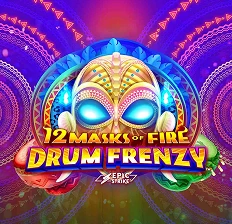 12 Masks of Fire Drum Frenzy spilleautomat med fargerikt trommetema hos FridayCasino