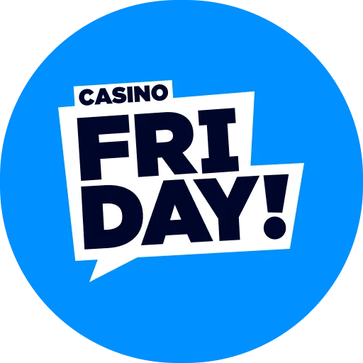 FridayCasino logo på blå bakgrunn
