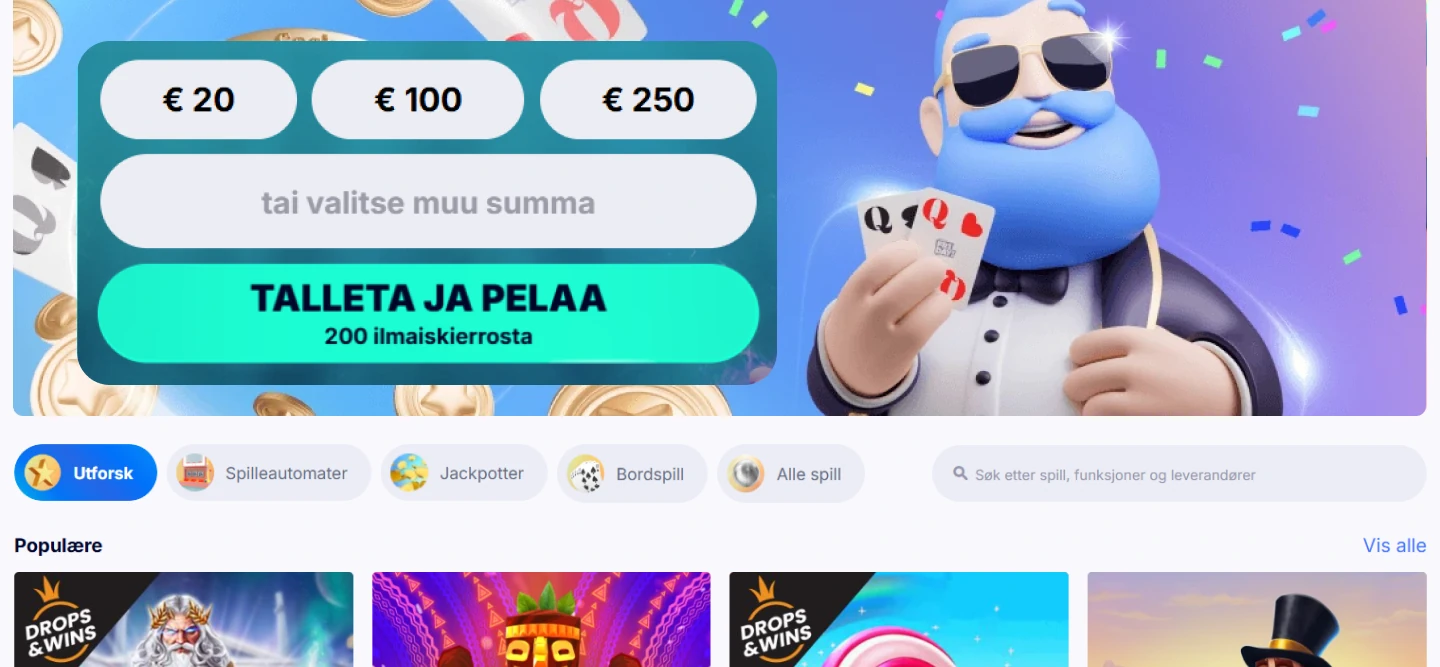 Valg av innskuddsbeløp i mobil casino hos FridayCasino